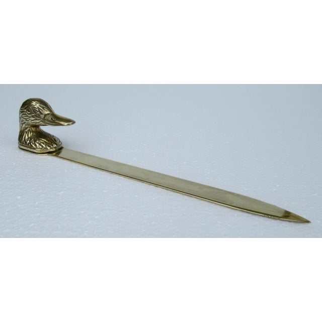 Mid-Century Modern Vintage Mid-Century Brass Mallard Duck Letter Opener For Sale - Image 3 of 13