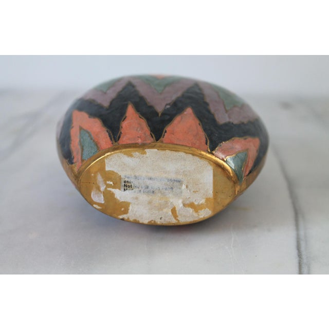 Brass Vintage 1990's Brass Cloisonné Vase For Sale - Image 8 of 9