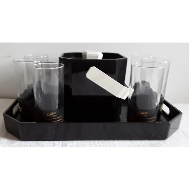 Noblesse Picnic Set of Tray, Black Plastic Ice Cube Trays & Glasses from Rastal, 1970s, Set of 8 For Sale - Image 6 of 6