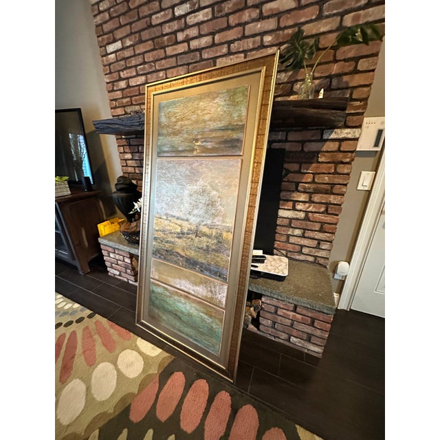 Abstract Monumental 69-Inch John-Richard Still Water Vertical Triptych - Textured Landscape Fine Art For Sale - Image 3 of 11