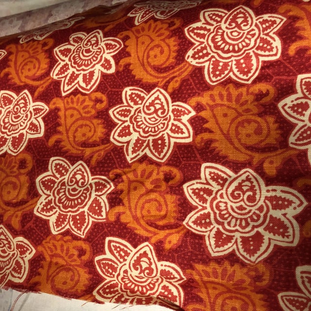 2010s Tyler Hall Orange Patterned Fabric For Sale - Image 5 of 6