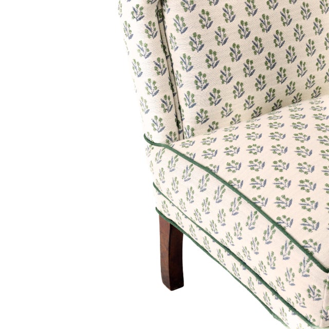 Ferrick Mason Upholstered Petite Slipper Antique Chair With Contrast Welting For Sale - Image 10 of 10
