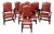 Vintage Louis XIII Style Chairs in Oak and Red Leather, Set of 8 For Sale