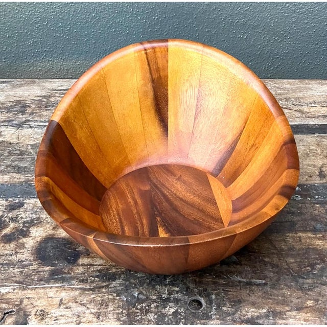 Wood Vintage Mid-Century Teak Wood Salad Bowl For Sale - Image 7 of 12