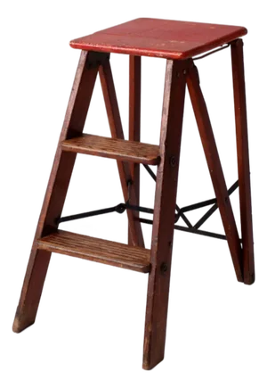 Mid-Century Wood Folding Step Ladder Stool