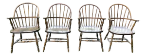 Vintage Windsor Oval Armchairs Set of 4