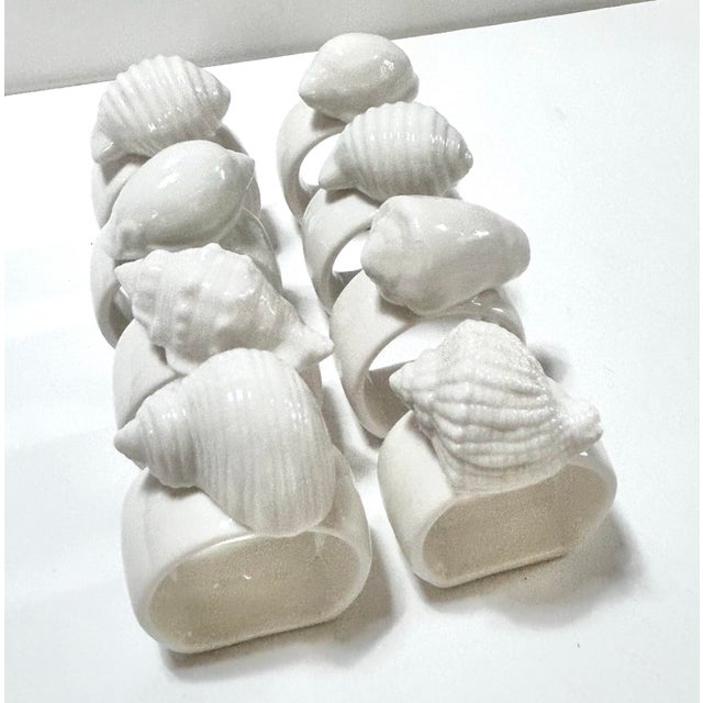 1980s 1980s Ceramic Seashell Napkin Rings - A Set of 8 For Sale - Image 5 of 6