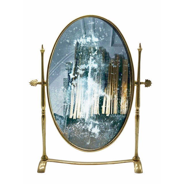 Adjustable Table-Top Mirror with Brass Frame, Italy, 1950s For Sale - Image 9 of 9