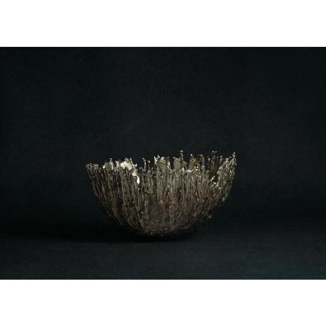 Medium Gravity Bowl in Patinated Cast Bronze by William Guillon Hand Sculpted, Dated and Signed Dimensions: Ø 20 x H 12 cm...