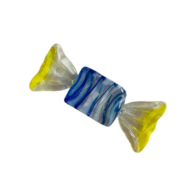 Pop Art Murano Handblown Glass Blue and Yellow Candies, Set/2 For Sale - Image 3 of 4
