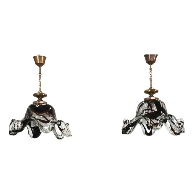 Murano Glass Pendant Lights, Italy, 1960s, Set of 2 For Sale