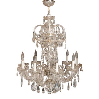 20th Century Baccarat Style Nine Light Chandelier With Scrolled Glass Arms For Sale