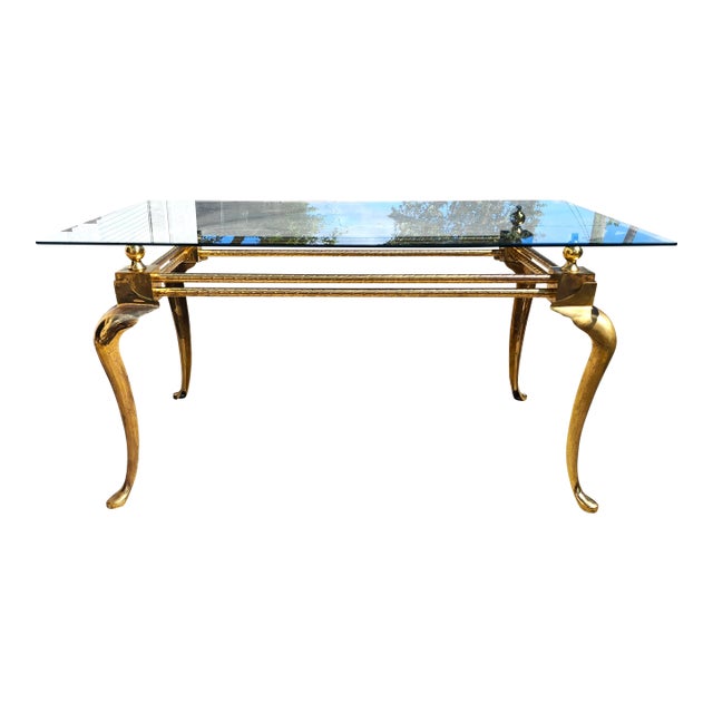 La Barge Brass Dining Table Desk 1970s For Sale