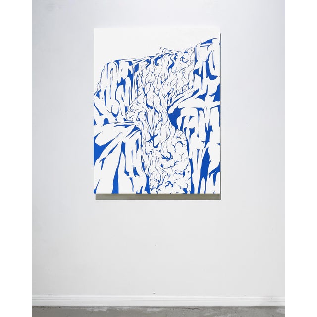 Max Kremer "Waterfall II" Contemporary Blue & White Abstract Mountain Landscape Painting, 2023 For Sale In Houston - Image 6 of 6