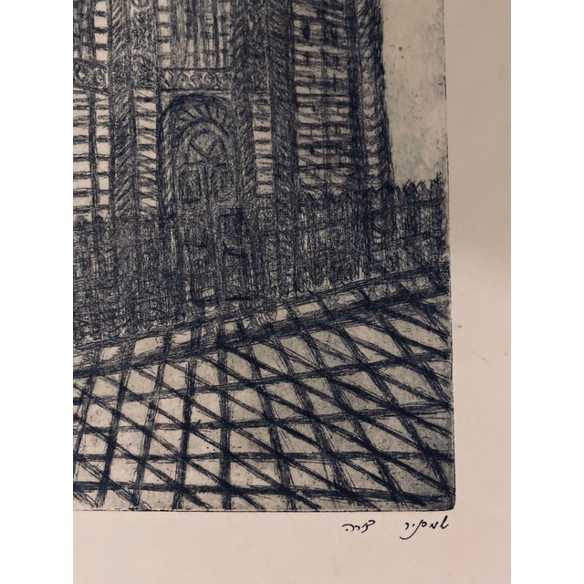 Dora Szampanier, Etching of destroyed synagogue - Lodz, Poland For Sale - Image 4 of 6