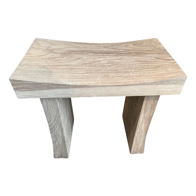 Andrianna Shamaris Teak Wood Minimalist Bench For Sale