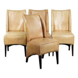 Cowhide Leather Dining Chairs, Set of 4 For Sale