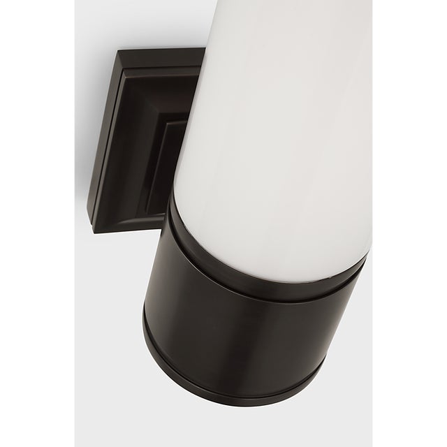 2020s Chapman & Myers for Visual Comfort Signature Halford 14" Bath Sconce in Bronze with White Glass For Sale - Image 5 of 7