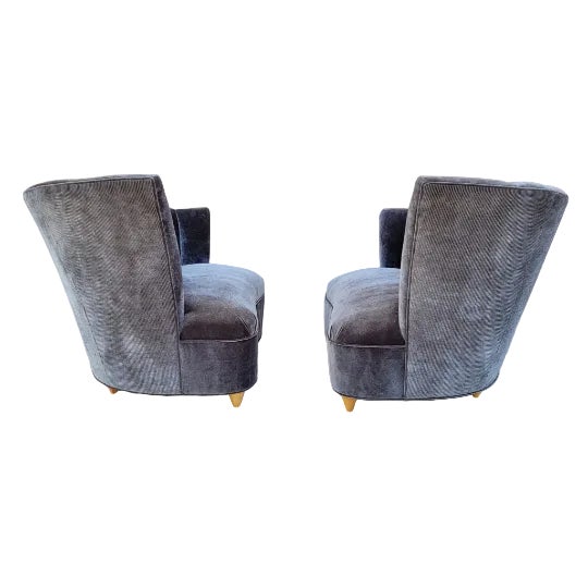 MCM Asymmetrical Lounge Chairs and Ottoman Newly Reupholstered For Sale In Chicago - Image 6 of 8