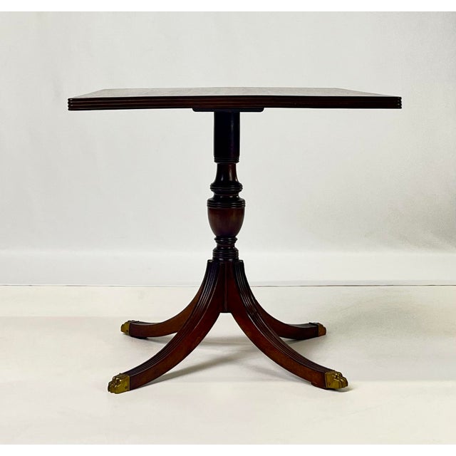 Mid 20th Century Mid 20th Century Kittinger Mahogany Pedestal Lamp Table (A 218) – Brass Lion Paw Feet For Sale - Image 5 of 13
