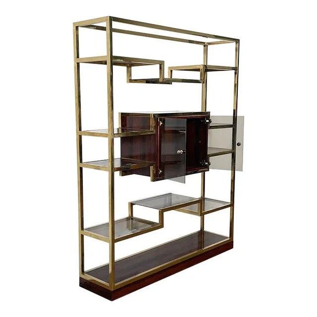 Golden Brass & Makassar Bookcase with Showcase, 1990s For Sale - Image 6 of 10