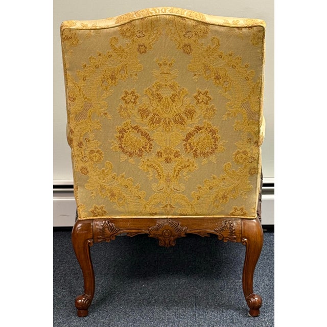 1990s Statesville Chair Company Carved Georgian Upholstered Chair For Sale - Image 5 of 12