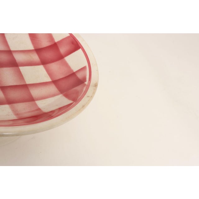 Rose Vintage French Modern Raspberry Tartan Plaid Pedestal Cake Stand by Faïencerie Givors For Sale - Image 8 of 11