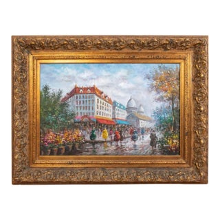 P Sanchez French Street Scene C 20th Century For Sale