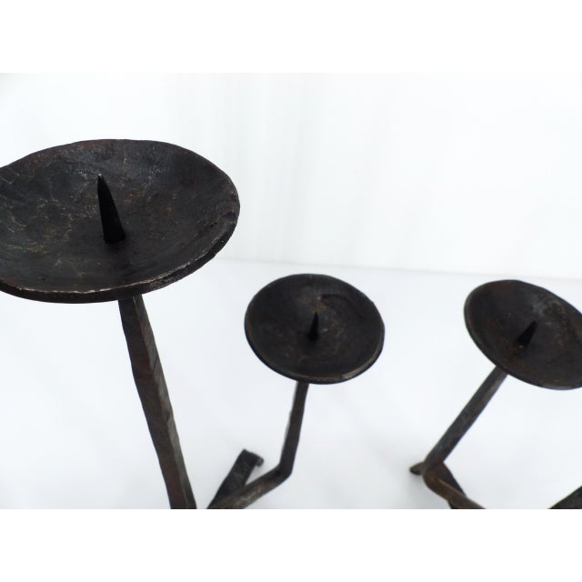 Brutalist Wrought Iron Chandeliers, France, 1972, Set of 2 For Sale - Image 7 of 12