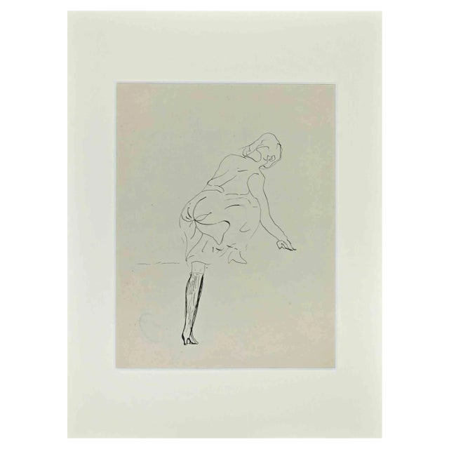 Lucien Coutaud, Posing Woman, Original Drawing, 1930s For Sale
