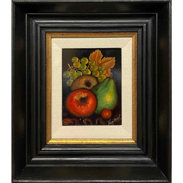 1950s Still Life Painting of Fruit, Signed J. Van Hoot, Framed For Sale