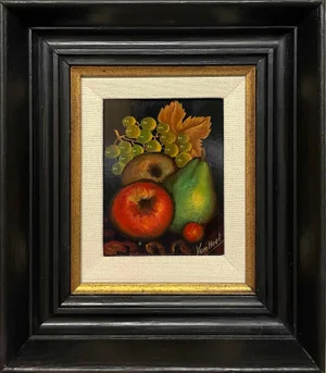 1950s Still Life Painting of Fruit, Signed J. Van Hoot, Framed