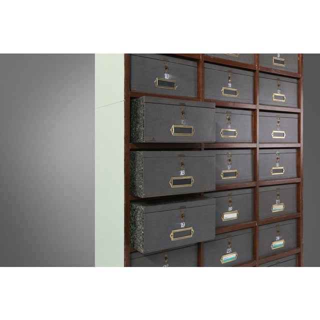 Paper Industrial Filing Cabinet in Wood, Belgium, 1920s For Sale - Image 7 of 13