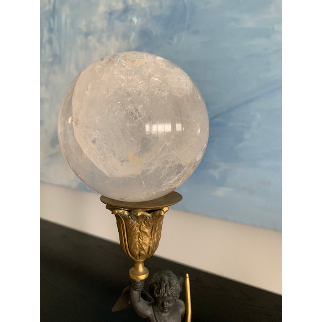 Antique bronze and rock Crystal black and bronze cherub Italian holders