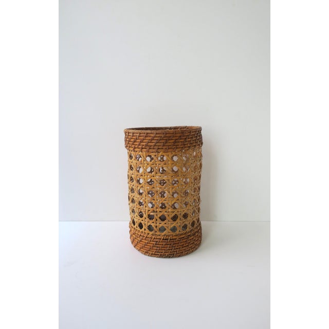 Wicker Cane Hurricane Candle Lamp For Sale In New York - Image 6 of 9