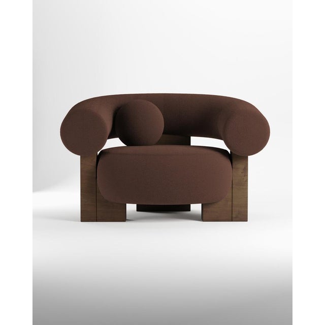 Not Yet Made - Made To Order Cassete Armchair in Boucle Dark Brown and Smoked Oak by Alter Ego for Collector For Sale - Image 5 of 5