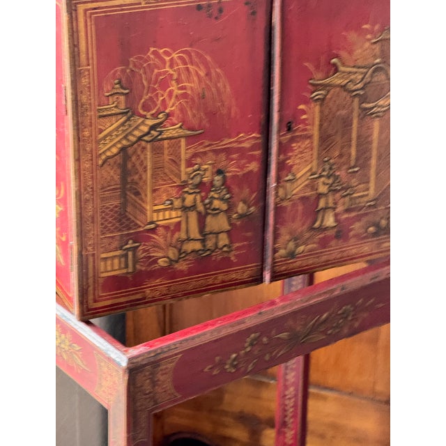19th Century English Red Lacquered Chinoiserie Cabinet For Sale - Image 14 of 14