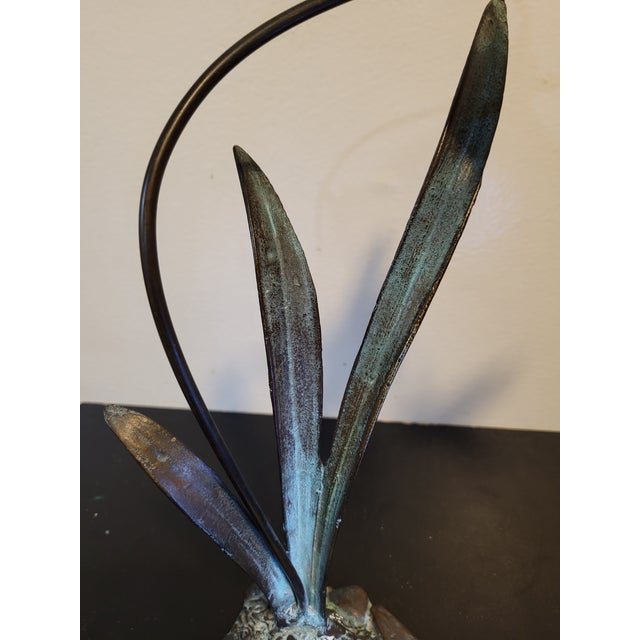1970s Bronze Metal Hummingbird Flower Sculpture For Sale - Image 4 of 17