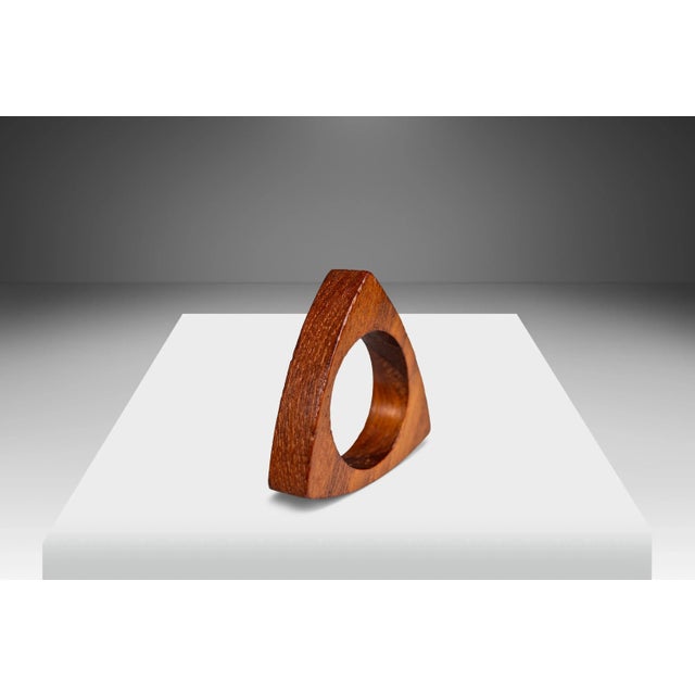 Set of 6 Danish Mid-Century Modern Napkin Rings / Holders in Solid Teak, Denmark, Circa 1960's For Sale - Image 9 of 10