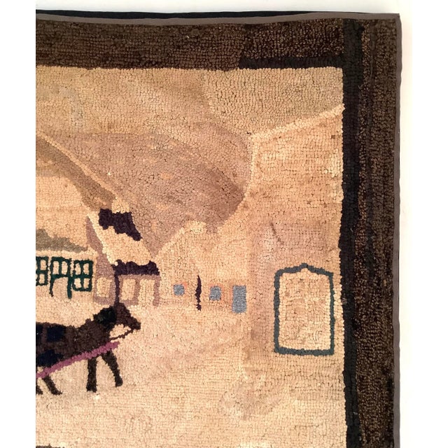 Circa 1930s/40s Hooked Rug Winter Scene W/Sleigh Mounted for Hanging For Sale - Image 6 of 9