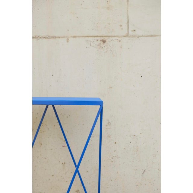 Contemporary Giraffe Console Table with Natural Linoleum Top in Blueberry by &New For Sale - Image 3 of 9