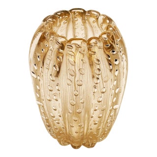 1950's Murano Bubbles and Gold Leaf Vase by Ercole Barovier for Barovier & Toso For Sale