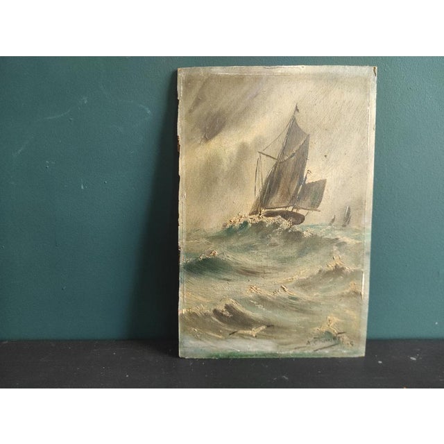 Chauvry, French Seascape, Oil Painting, 1929 For Sale - Image 6 of 17