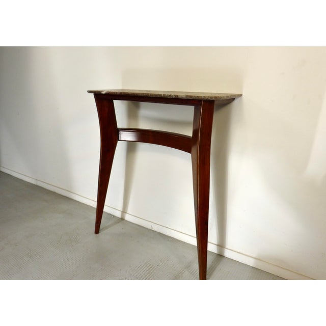 Mid-Century Modern Italian Console Table in Teak and Marble For Sale - Image 9 of 11