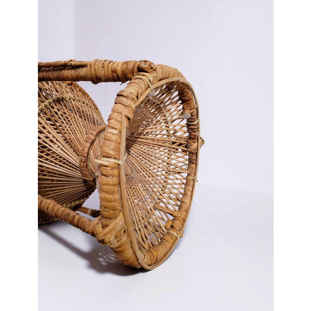 Beige Vintage Rattan Junior Emmanuelle Wicker Peacock Throne Chair, 1960s For Sale - Image 8 of 13