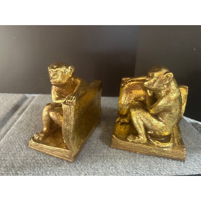 1965 vintage bookends by SPI San Pacific California, made in Taiwan (ROC). Heavy resin with thick, gold gilt paint. Bright...