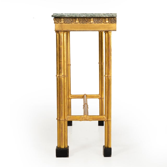 Early 20th Century Neoclassical Simulated Bamboo Giltwood Console Pier Table, 20th Century For Sale - Image 5 of 16