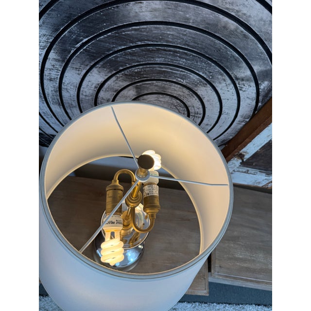 Chrome Chrome + Brass Modernist Table Lamp For Sale - Image 8 of 12