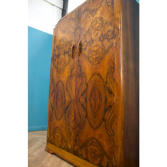 1930s Vintage Art Deco Burr Walnut Wardrobe, 1930s For Sale - Image 5 of 9