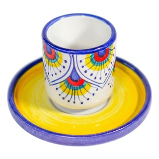 Intreccio Espresso Cup & Saucer Set | Hand-Painted Italian Espresso Set From Deruta For Sale